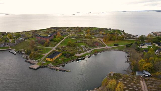 Aerial view of Suomenlinna fortress island in Helsinki, Finland
