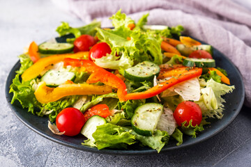 Fresh vegetables salad on a plate. Healthy and diet food concept.