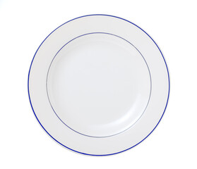 empty white dish with slim blue outline