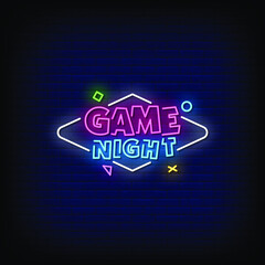 Game Night Neon Signs Style Text Vector © bohlam