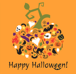 Halloween details in a shape of a pumpkin.