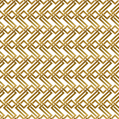 Abstract repeatable background of golden twisted strips. Swatch of gold plexus of bands. Modern seamless pattern.