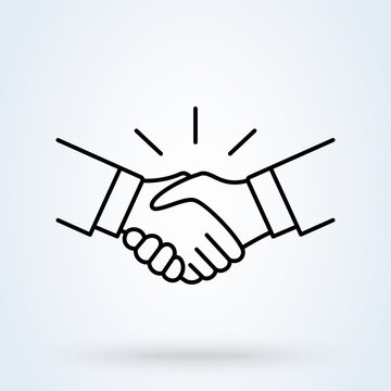 Business handshake line icon, outline sign, linear style pictogram isolated on white.
