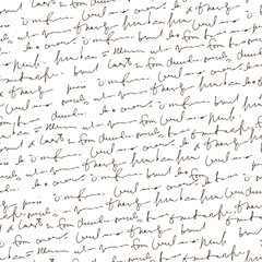 Handwritten abstract text, scribbles vector seamless pattern, vector monochrome script isolated on white background