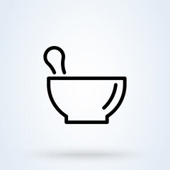 Pharmacy, pestle and mortar line icon or logo. Mortar Pestle concept. pharmacy linear illustration.
