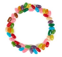 chewy jelly  beans isolated on white background