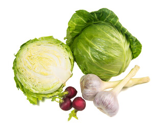 fresh vegetables close-up on white background