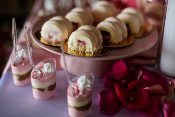 Delicious sweets on candy bar.  