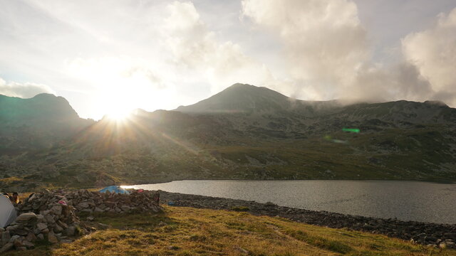 sunset over Bucura lake