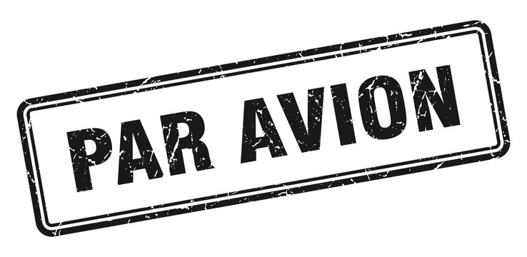 par avion stamp. square grunge sign on white background