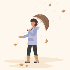 Person With Umbrella - Autumn Stock Vector