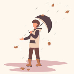 Person With Umbrella - Autumn Stock Vector