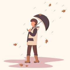 Person With Umbrella - Autumn Stock Vector