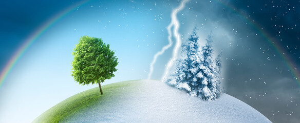 Jahreszeitenwechsel von sommer zu winter
