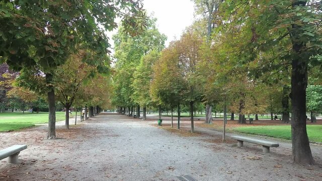 View of a public park Giardini Pubblici Indro Montanelli in Milan Italy 