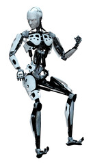 3D Rendering Male Robot on White