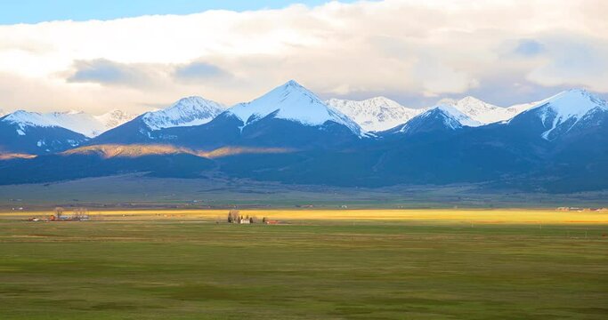 Vast Field Mountain Range Clouds Timelapse 