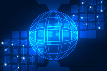 Vector Illustrator - Digital blue sphere theme with square