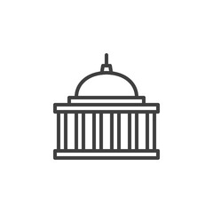 Capitol building line icon. Courthouse linear style sign for mobile concept and web design. Capitol dome outline vector icon. Symbol, logo illustration. Vector graphics