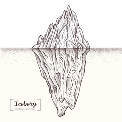 Iceberg. Vector Hand Drawn. Sketch Illustration. Ice