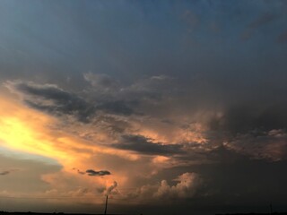 sunset over the clouds
