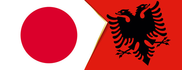 Japan and Albania flags, two vector flags.