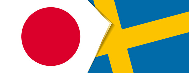 Japan and Sweden flags, two vector flags.