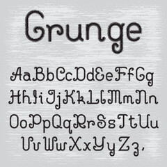 Grunge curly letters. Shabby brush alphabet of capital and lowercase letters. Artistic font.