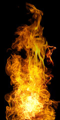 Realistic fire Stock Image In Black Background