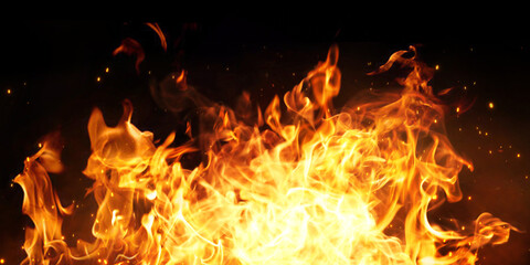 Realistic fire Stock Image In Black Background