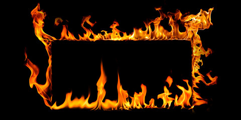 Realistic fire Stock Image In Black Background