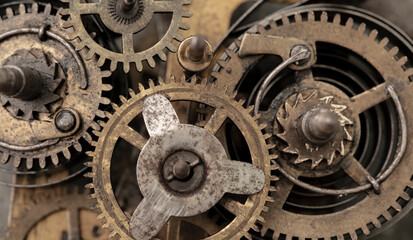 Ancient clockwork, old gears mechanism