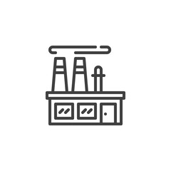 Factory building line icon. linear style sign for mobile concept and web design. Factory office outline vector icon. Symbol, logo illustration. Vector graphics