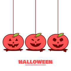 Happy Halloween. Apple on Halloween. Apple character. A smiling apple character. Cartoon cute style apple. Illustration vector.