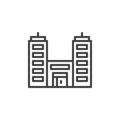 City buildings line icon. Business office linear style sign for mobile concept and web design. Skyline buildings outline vector icon. Symbol, logo illustration. Vector graphics