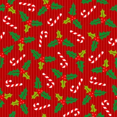 Endlosmuster Große Stechpalme Zuckerstangen Und Streifen Rot Grün Weiß © Jan Engel
