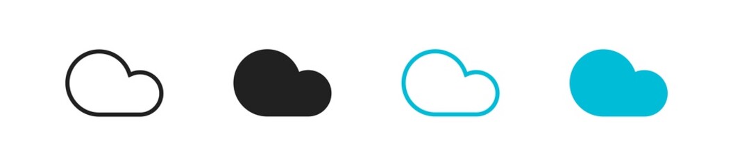 Cloud network storage set icon on white backdrop. Technology overcast vector