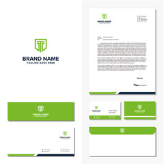 letter T and brand identity vector