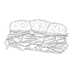A sandwich. Vector drawing on a white background.
