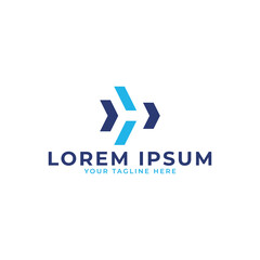 Logo template for hotel and travel agency. With combination of silhouette letter h and airplane icon.