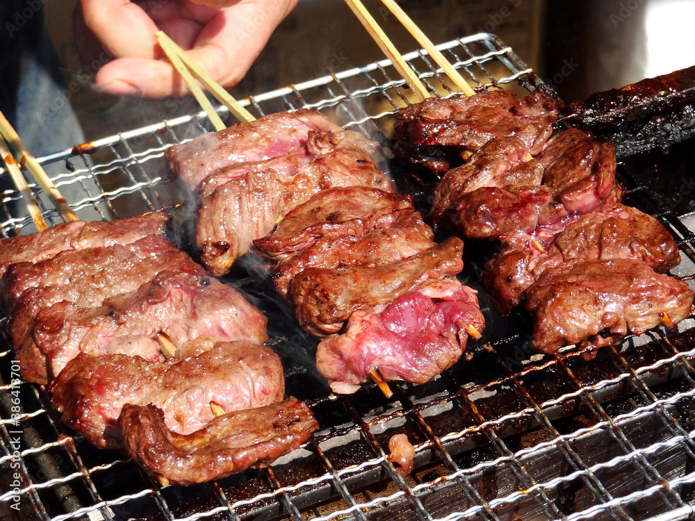 Wall mural 牛肉の網焼き