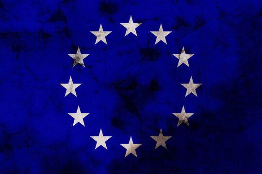Old EU grunge background flag, European Union flag © Angelov