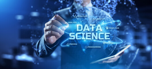 Data science. Big data analysis, Internet and technology concept.
