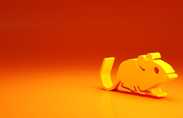 Yellow Rat icon isolated on orange background. Mouse sign. Animal symbol. Minimalism concept. 3d illustration 3D render.