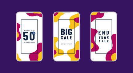 Vector Illustration Stories Template Set For Social Media. Stories Template Design.