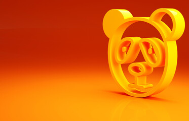 Yellow Cute panda face icon isolated on orange background. Animal symbol. Minimalism concept. 3d illustration 3D render. © Vadim
