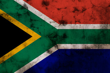 dirty weathered flag of South africa, paper textured