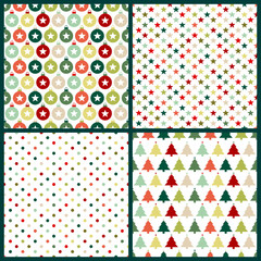 Set Vier Endlosmuster Weihnachten Rot Grün Beige