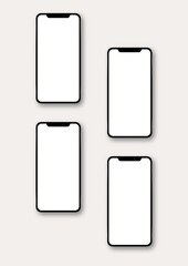 Clean realistic smartphones with blank screens vector grid.