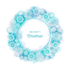Round snow frame with empty space for your text